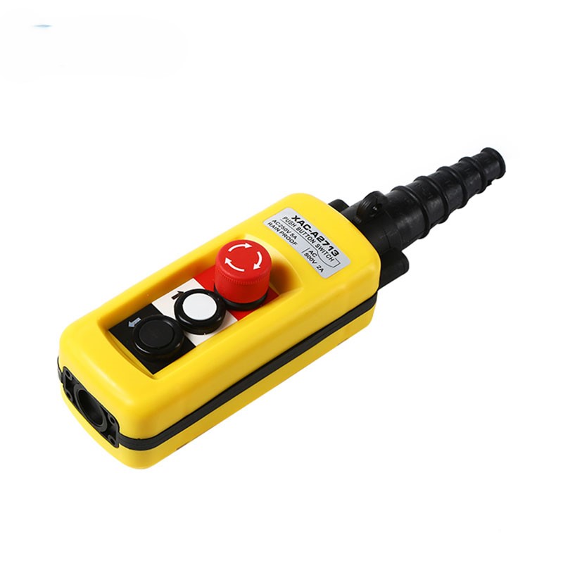 Pendant control station, XAC, plastic, yellow, 2 push buttons with 1NO, 1 emergency stop NC